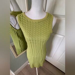 St. John Lime Green Textured Knit Sheath Dress